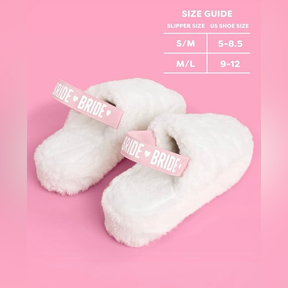 xo, Fetti Bride Strap Slippers - White Fur, Bachelorette Party, Wedding Size M/L - Picture 6 of 12